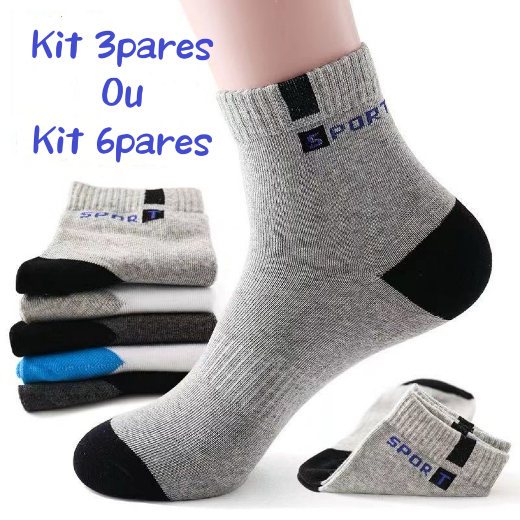 Kit 3 ou 6 Pares de Meias Masculina Adulto Cano Longo Alto com Estampa em Oferta na Shopee