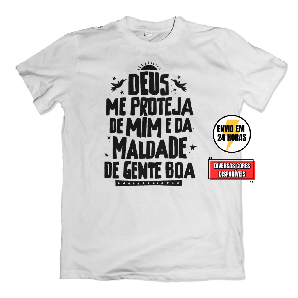 Camiseta Deus Me Proteja De mim Feminina Masculina Poliéster Diversas Cores