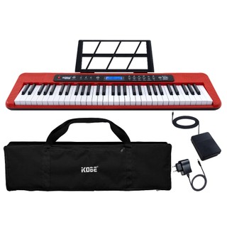 Kit Teclado Musical Kobe KB-300 61 Teclas Sensíveis ao Toque com Pedal Sustain e Capa Preta