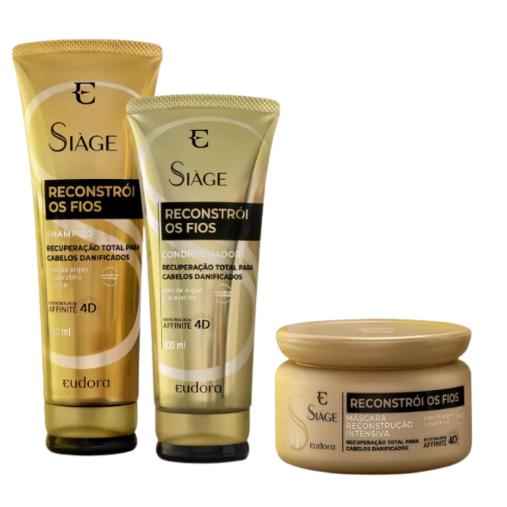 Kit Siàge Reconstrói os Fios: Shampoo 250ml + Máscara 250g + Condicionador 200ml