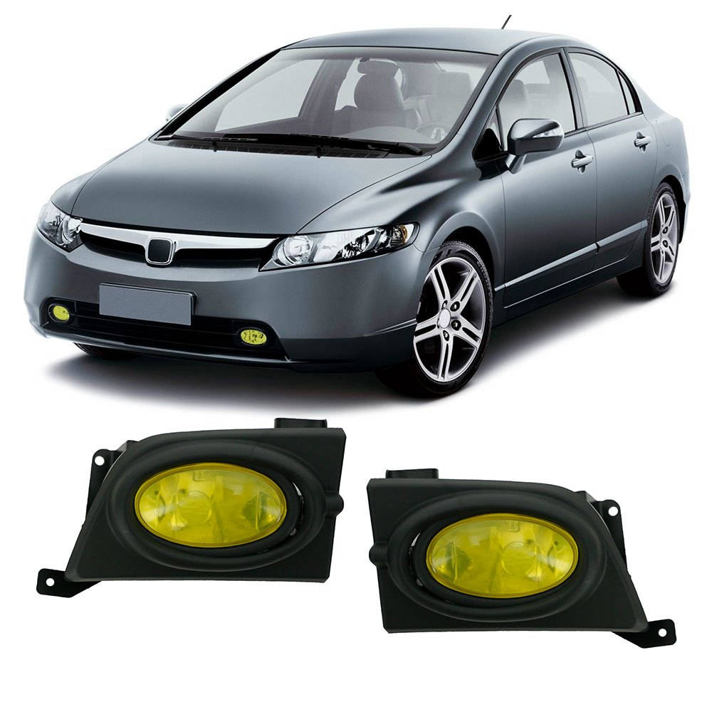 Par Farol Milha Auxiliar New Civic LXS ESX 2006 2007 2008 Neblina Âmbar Lente Lisa Vidro em Oferta na Shopee