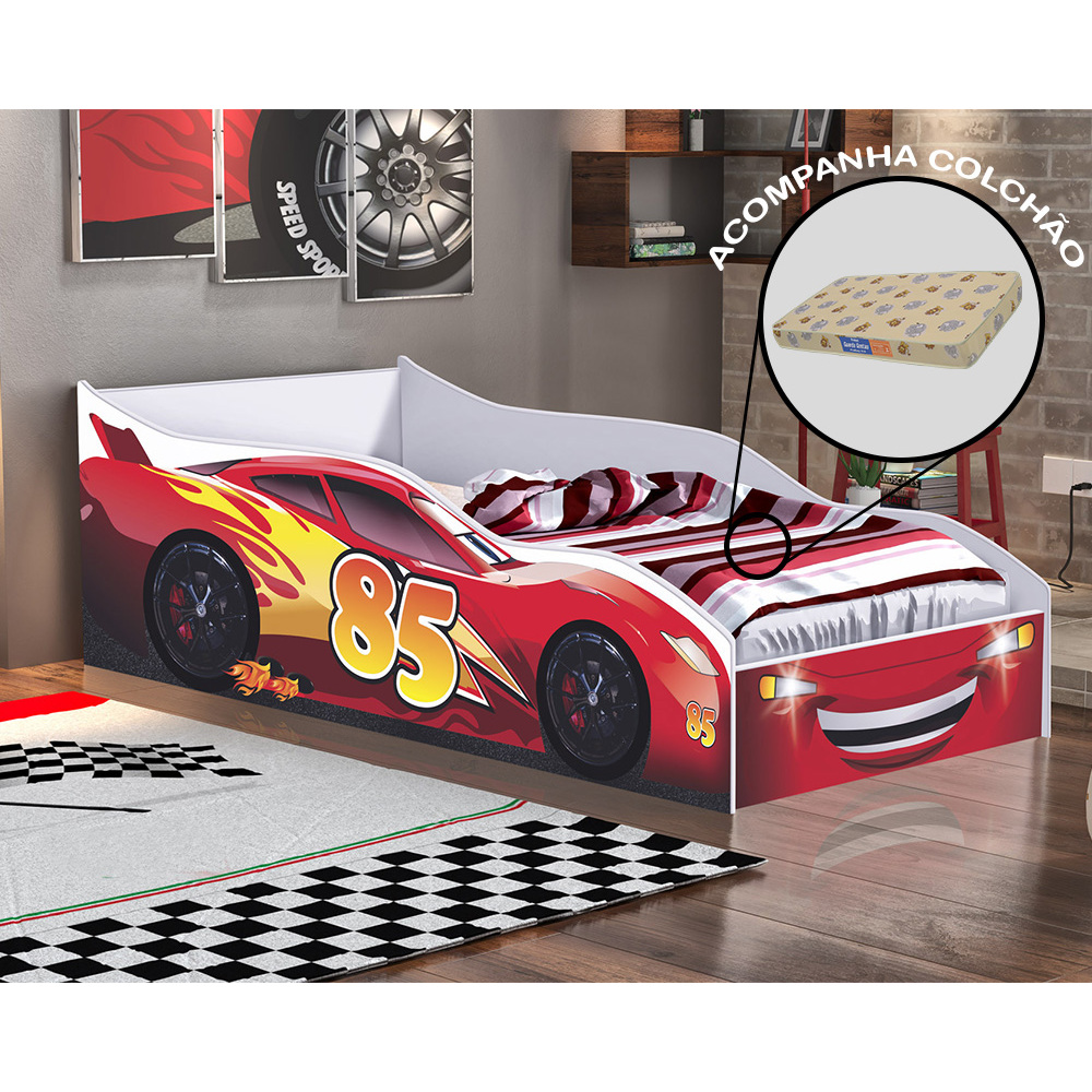 Cama Quarto Infantil Carro com Colchão em Oferta na Shopee