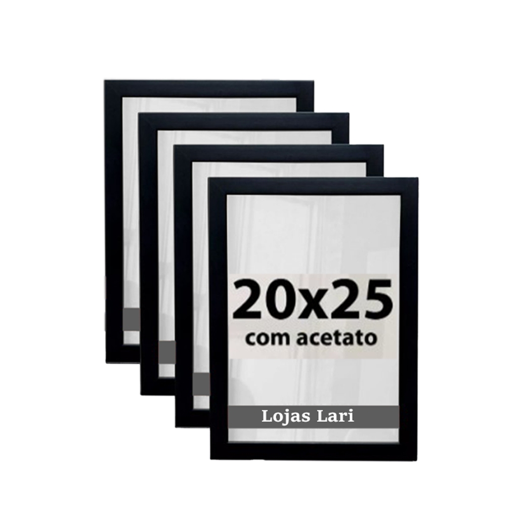 Kit 4 Molduras Quadro 20x25 Com Acetato Foto Poster Retrato em Oferta na Shopee