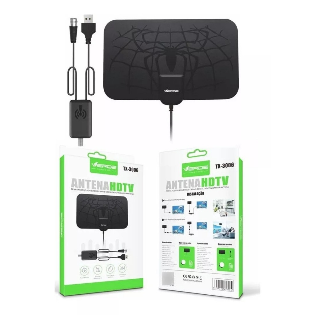 Antena Interna + Amplificador Sinal Hdtv Para Tv Digital em Oferta na Shopee