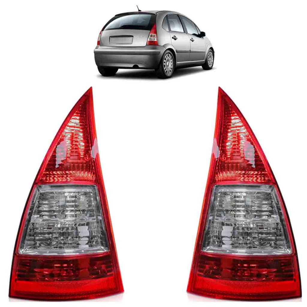 Lanterna Traseira C3 2002 2003 2004 2005 2006 2007 2008 2009 2010 2011 2012 Bicolor Lente Estriada Acrilico - Spare Parts and Accessories for Vehicles