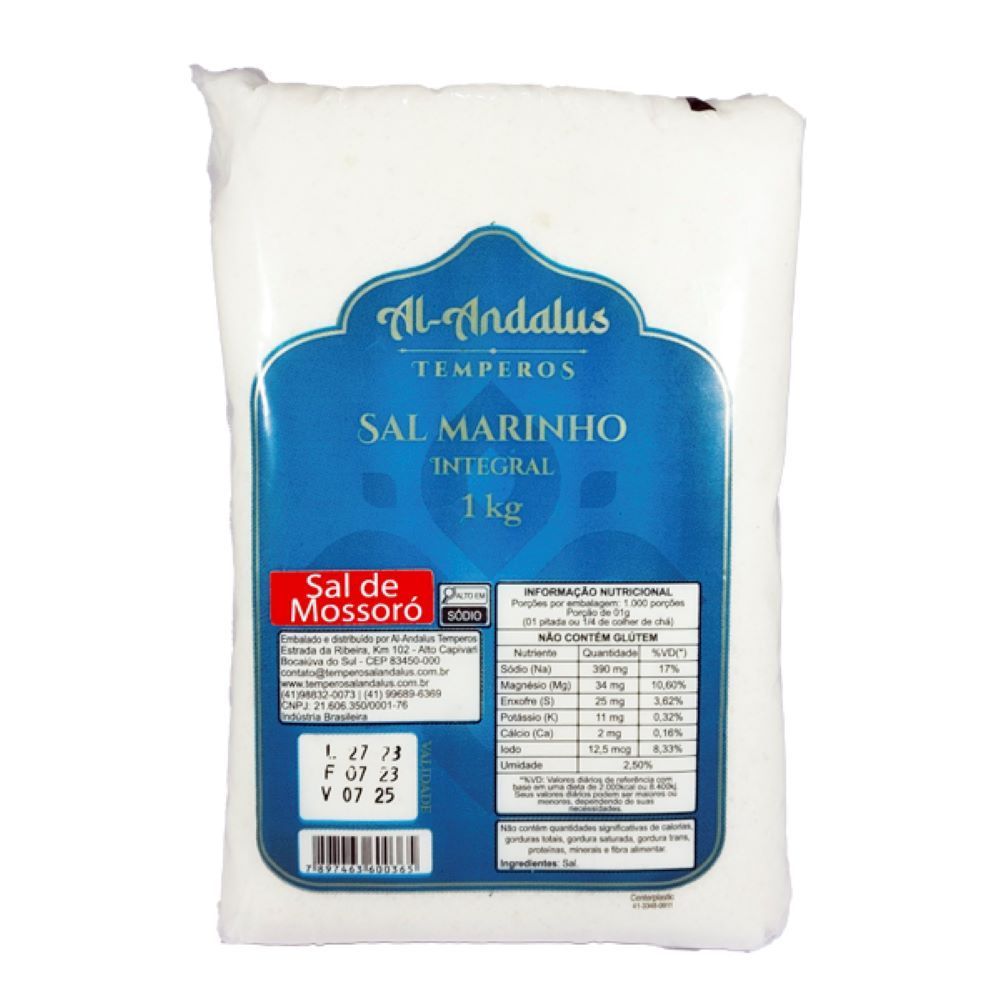Sal Marinho Integral Com Iodo 1Kg - Andalus