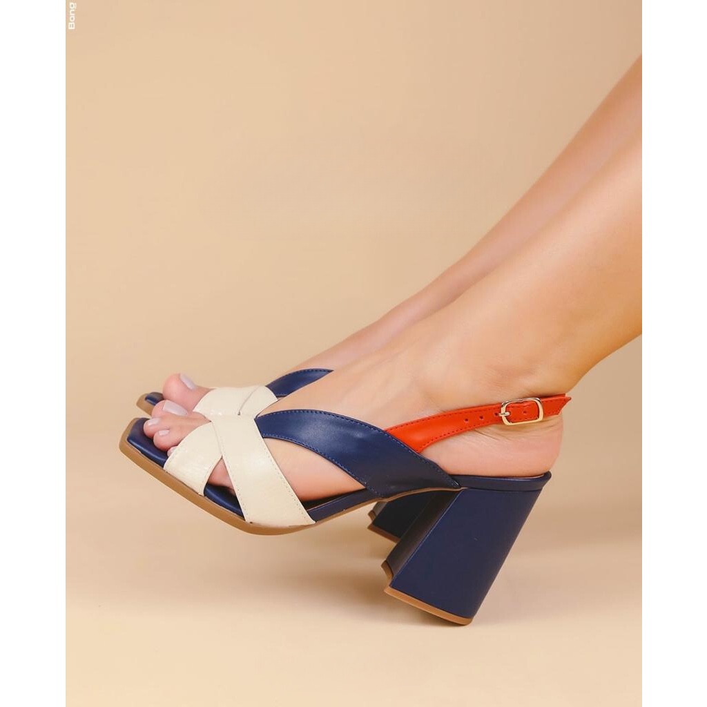 Salto Bloco Alto Sandália Feminina Fivela Confortável Elegenta Casual Moderna Lançamento