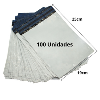 100 Envelopes Branco 19X25cm plástico inviolável correio sedex e-commerce em Oferta na Shopee