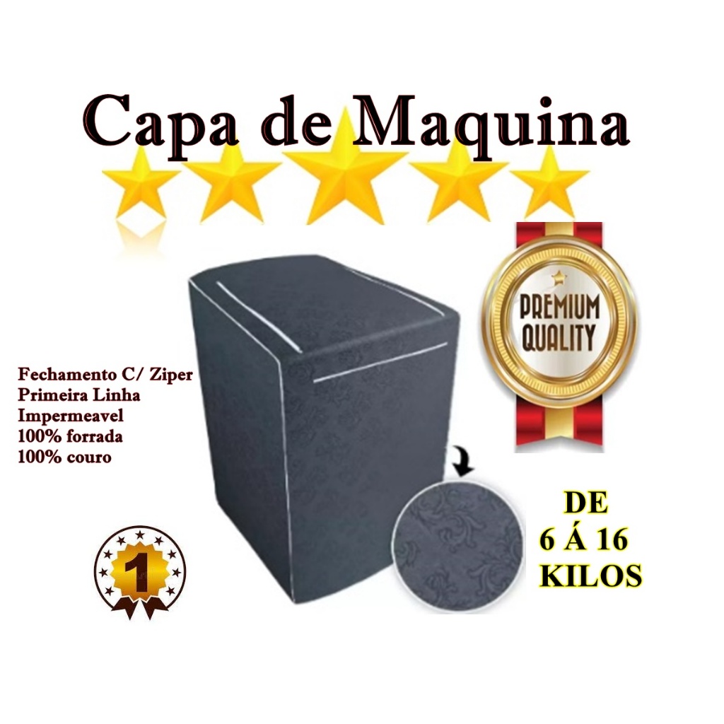 Capa Maquina Lavar Eletrolux Consul Brastemp 8kg 10kg 11kg 12kg 16 Kg Fácil De Limpar