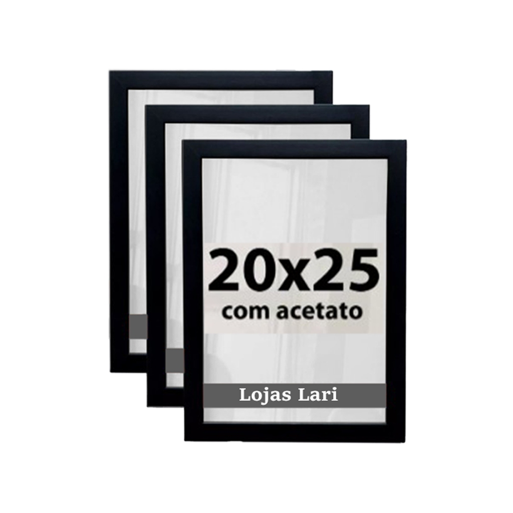 Kit 3 Molduras Quadro 20x25 Com Acetato Foto Poster Retrato em Oferta na Shopee