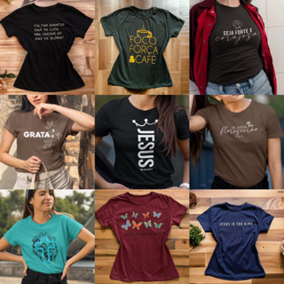 Kit T-shirt Feminina Blusa Camisa Camiseta Cristão Evangélica