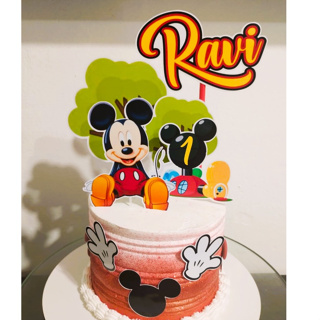 TOPO DE BOLO MICKEY, PERSONALIZADO COM NOME E IDADE. em Oferta na Shopee