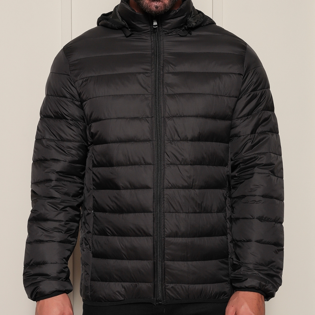 Jaqueta Casaco Bobojaco Puffer Masculino Impermeável Lisa Preta com Capuz para Inverno em Oferta na Shopee