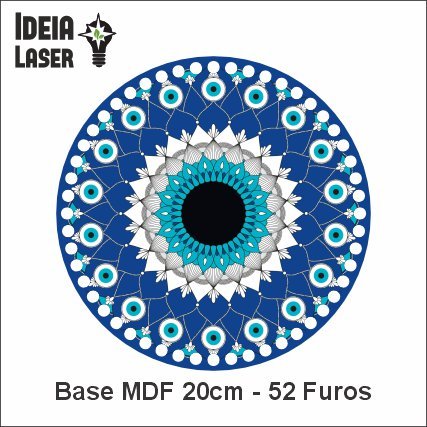 Mandala Olho Grego Azul - Base 20cm, 25cm e 30cm MDF Fio de Malha Crochê