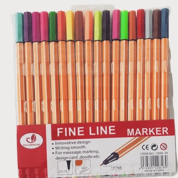 Kit com 12/24/36/48 canetas Fine Line Ponta Fina FINELINER 0,4MM
