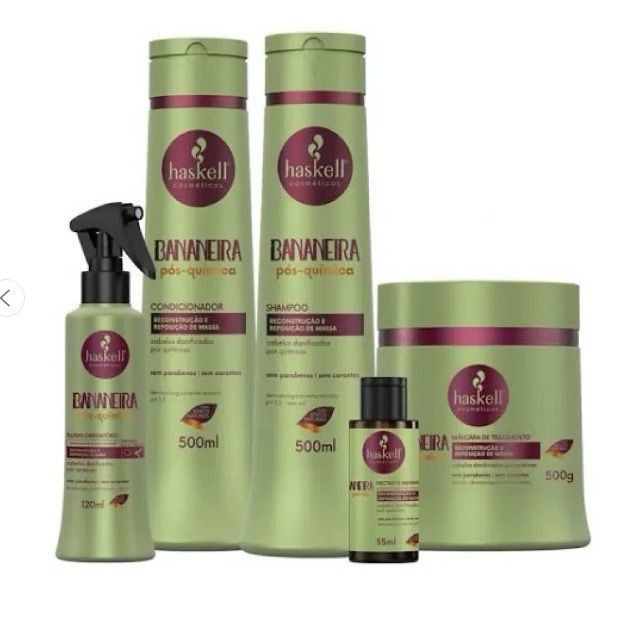 Kit Haskell Bananeira Shampoo 500ml  + Condicionador 500ml + Máscara 500g + Fluido 120ml + Nectavita 35ml