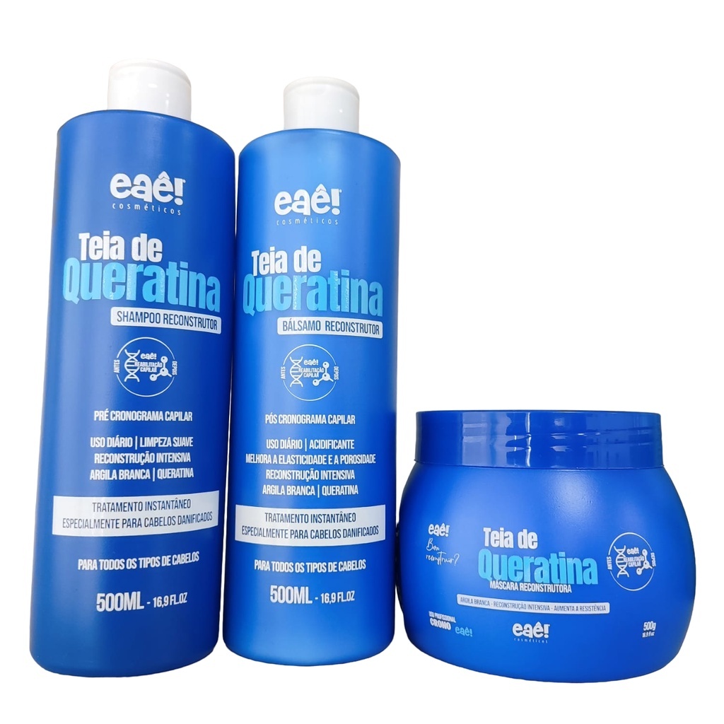 Kit Teia Queratina Eae Completo 500g shampoo + Balsamo + Mascara