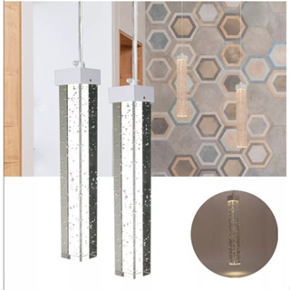 Kit 2 Lustre Pendente Cristal Bolhas PRATEADO QUADRADO Bivolt 20cm em Oferta na Shopee