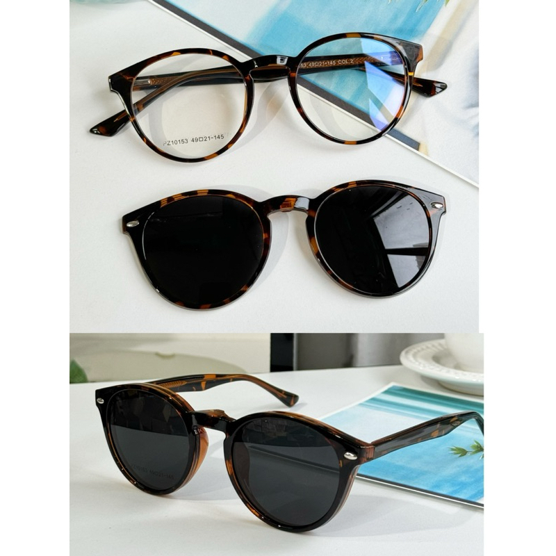 Armação de óculos Clipon 2 em 1 Tudo acetato/ Redondo Unissex/ Tamanho Pequeno/ lente Polarizada 10153 em Oferta na Shopee