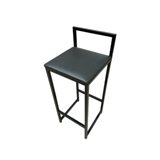 Banco 65cm Médio Com Encosto Assento Quadrado Estofado Preto Bistro Para Ilha Gourmet Luxo em Oferta na Shopee