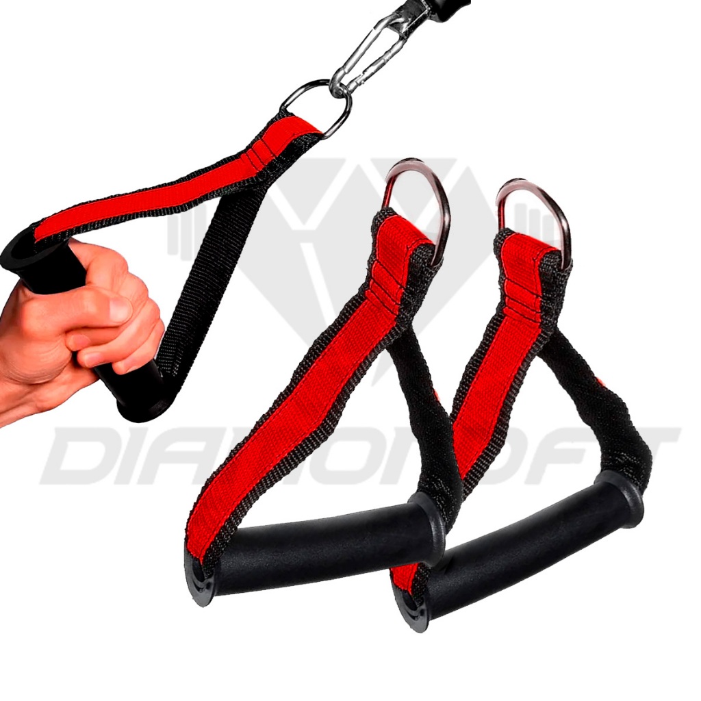 Par Puxador Vermelho Estribo De Mao Reforçado Aparelho de Musculação Fitness
