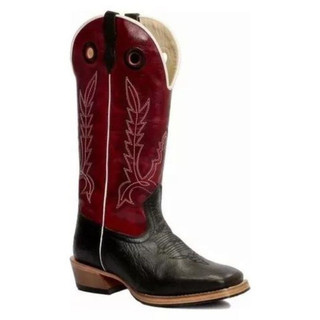 Bota texana Couro Masculina Cano Longo Sola de Madeira