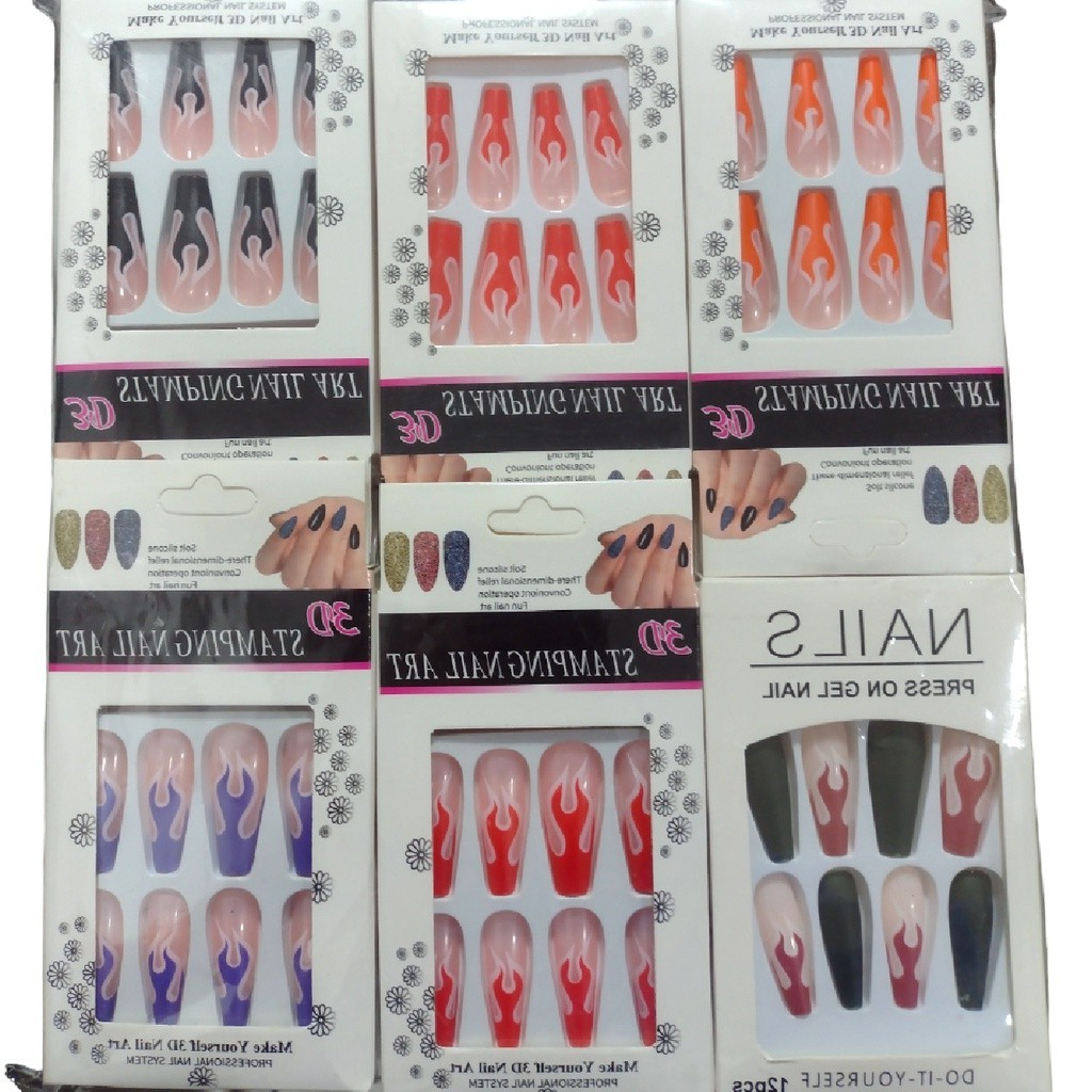 Unhas Estampa de Foguinho Bailarina Realista Decorada  Auto colante Stamping Nail Art