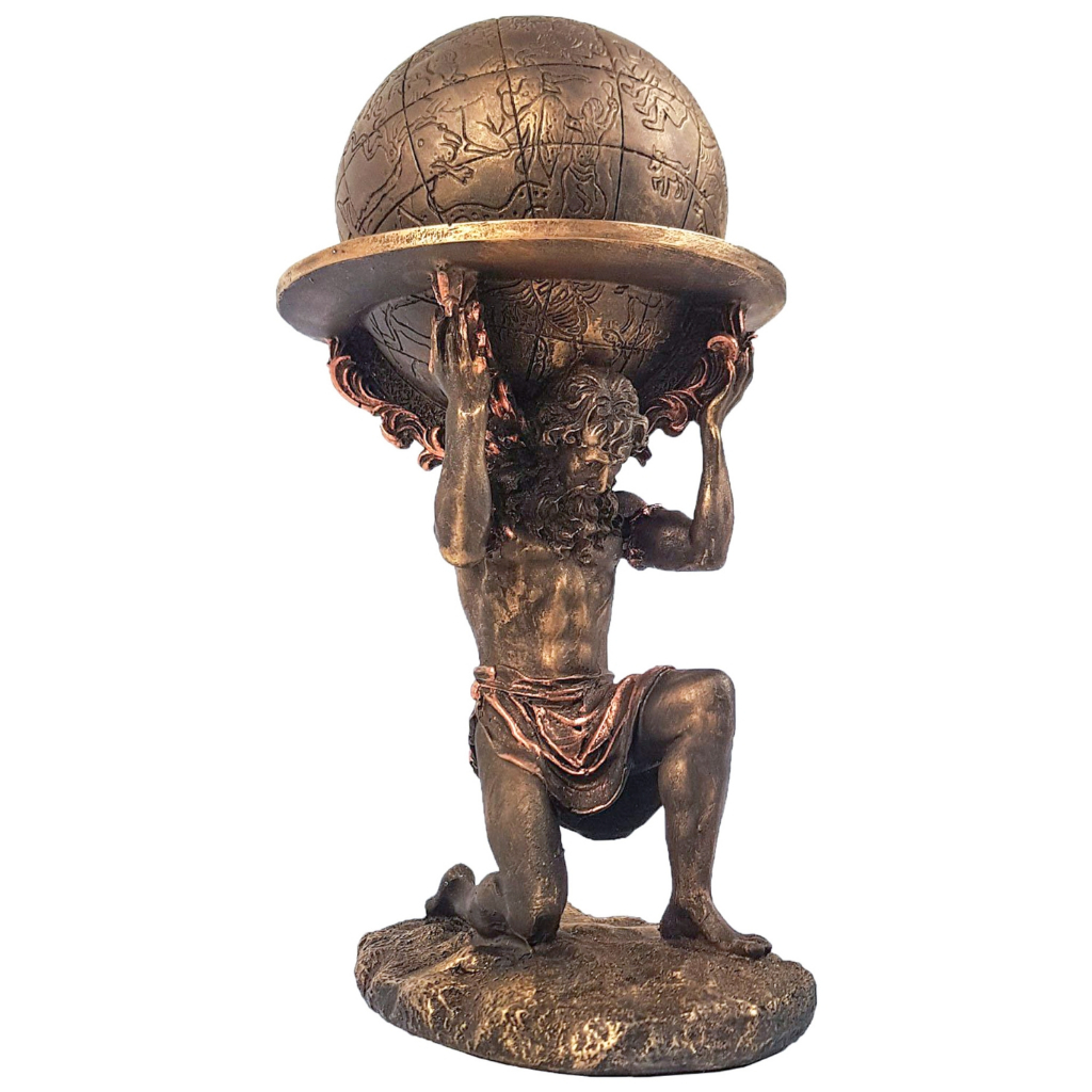 Estatueta Atlas Atlante Titas Grego Estatua Resina Imagem Decoração