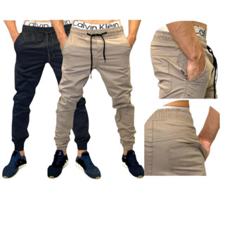calça jogger masculina kit com 2 Caqui e Bordô