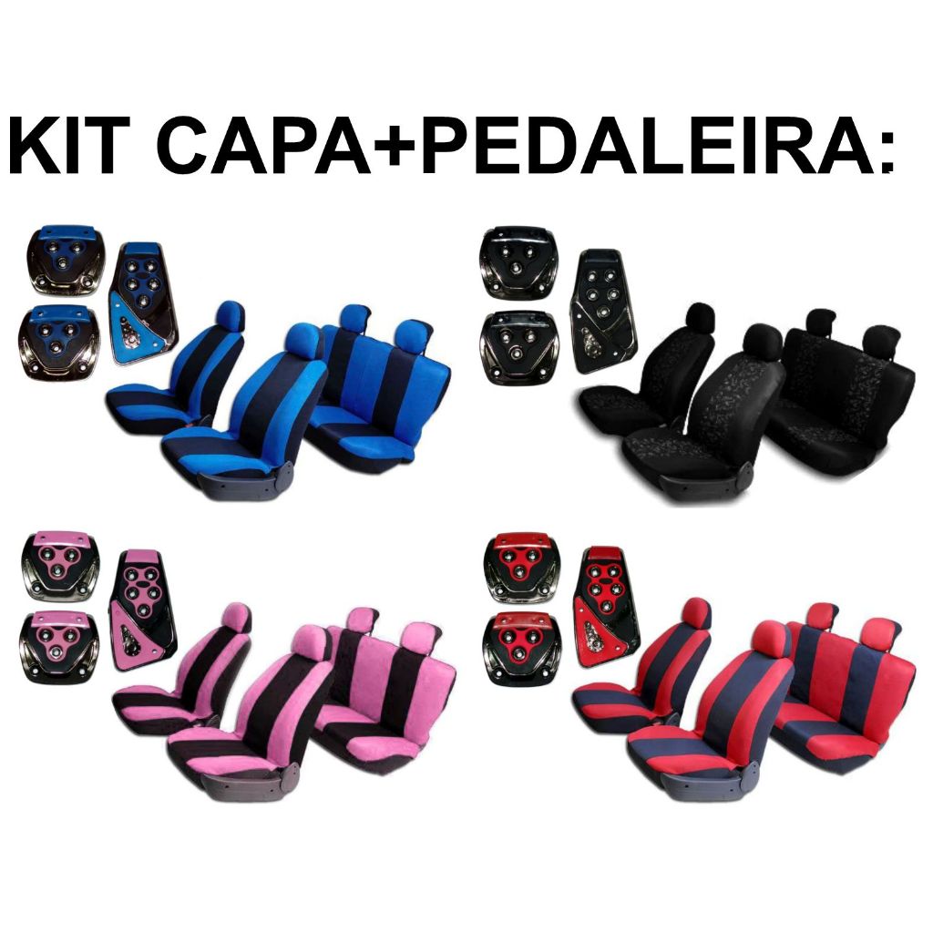 Capa para Banco de Carro Conjunto Completo + Kit 3 Peças Pedaleiras Esportivas