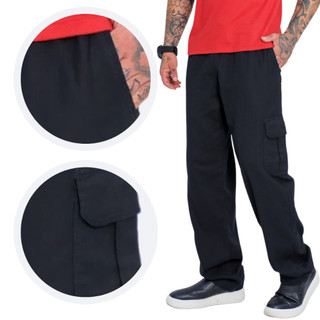 Calça Cargo Masculina Bolso Lado Cintura Com Cordão Skate Larga