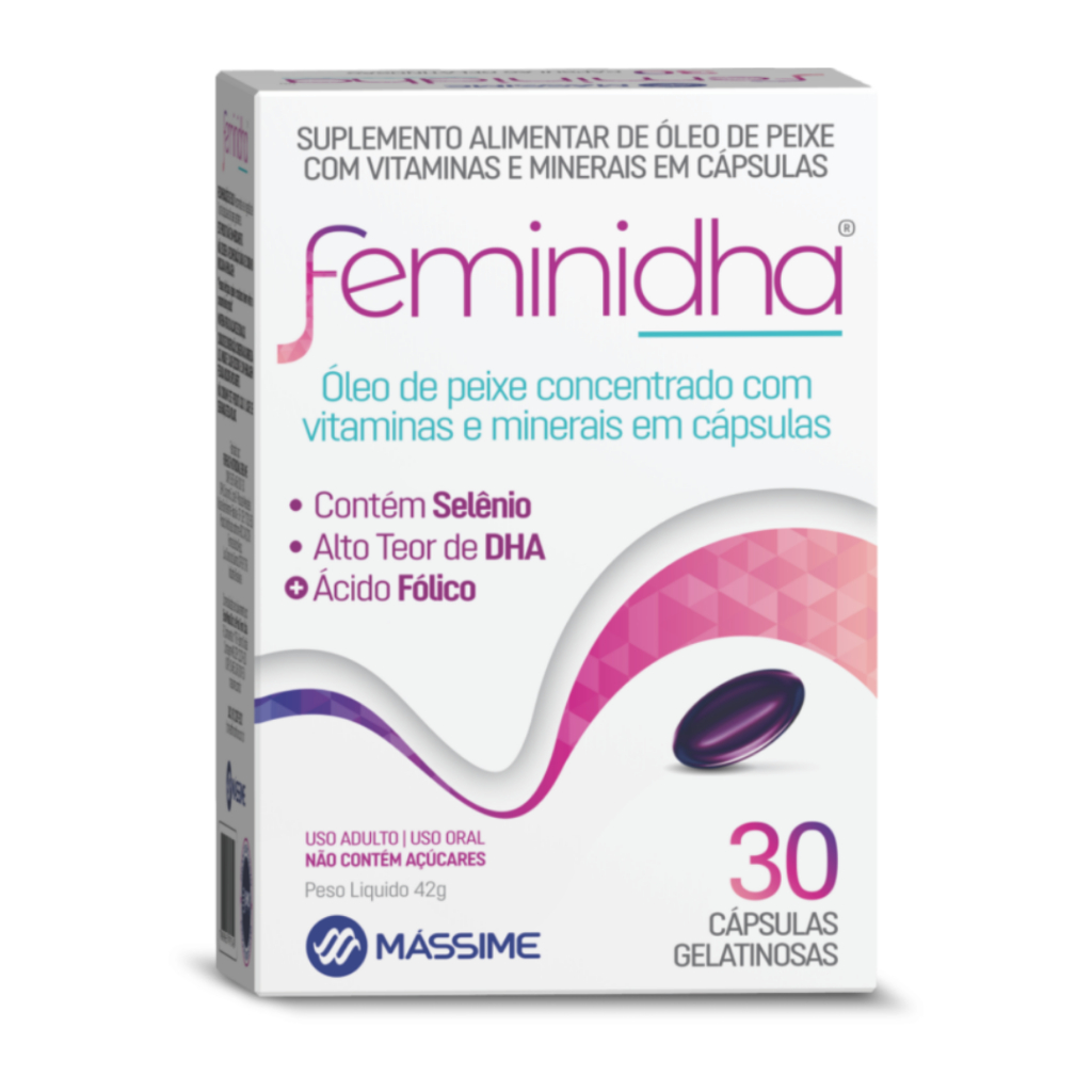 Feminidha 30 Cps P/ Gestantes - DHA Concentrado + Ômega 3 + Selênio e Ácido Fólico - Massime em Oferta na Shopee