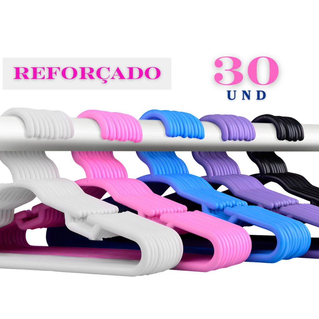 Kit 30 Cabides Infantis Reforçados 8mm para Organização em Oferta na Shopee
