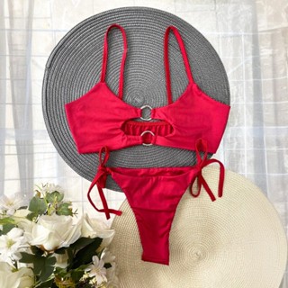 Biquíni Cropped Argolas Fio Dental Básico Lacinho em Oferta na Shopee