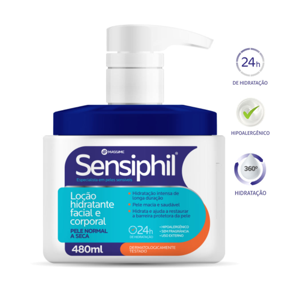 Sensiphil Loção Hidratante Facial E Corporal 480ml - Massime