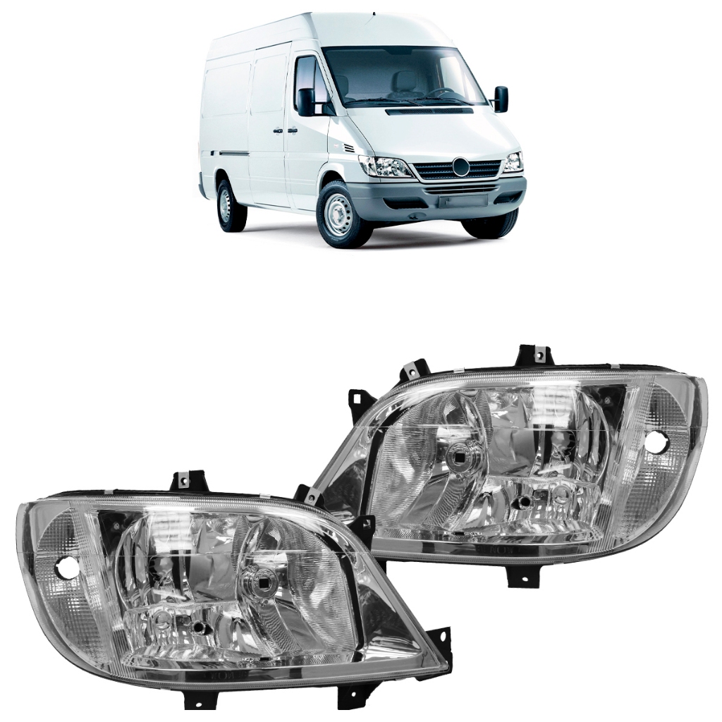 Farol Dianteiro  Benz Sprinter 2003 2004 2005 2006 2007 2008 A 2011 Foco Duplo Lente Lisa Acrílico