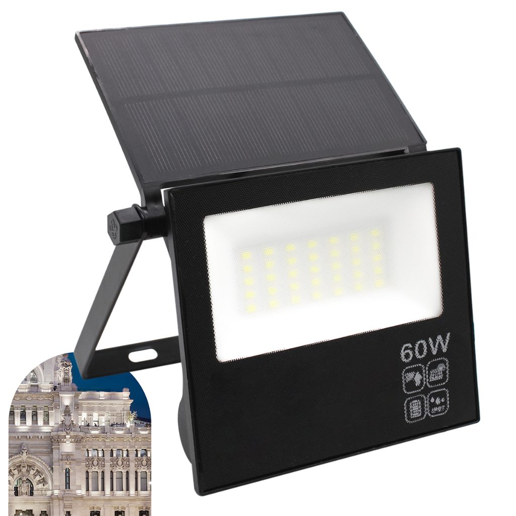 Refletor Solar Placa  Led 60w Prova Dágua Dobrável Ajustável 2em1