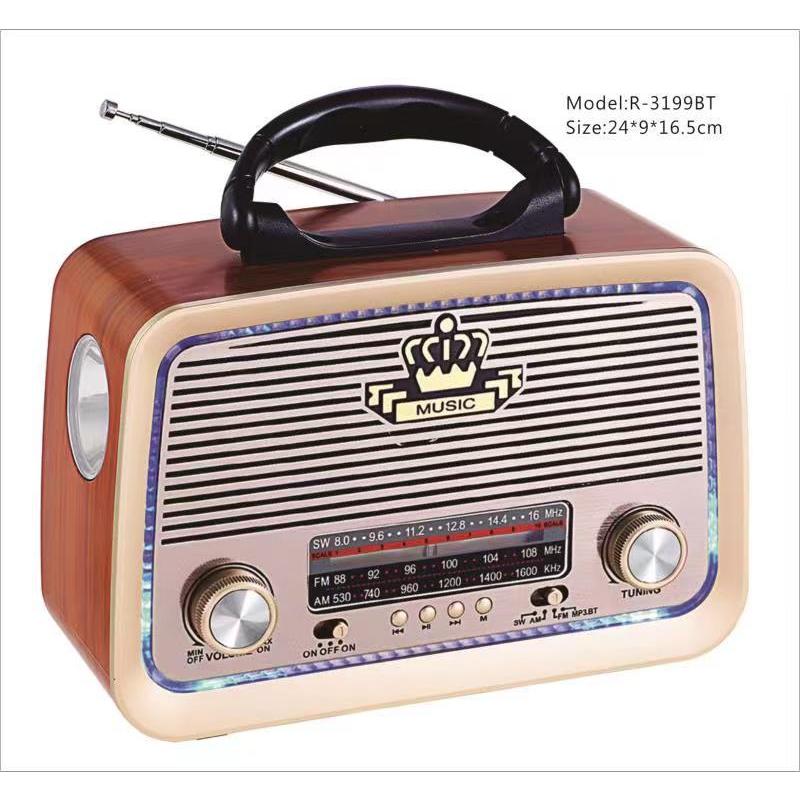 Radio Retro  bluetooth ,entrada usb,microsd lanterna e sainda auxiliar AD-3199