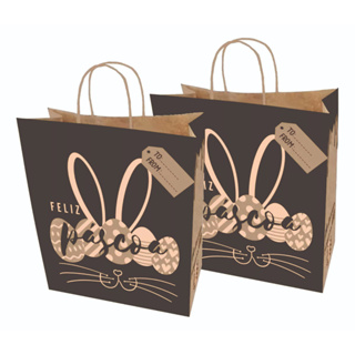Sacola Kraft Feliz Páscoa ''P'' (27x10x18) - 10 Unidades em Oferta na Shopee