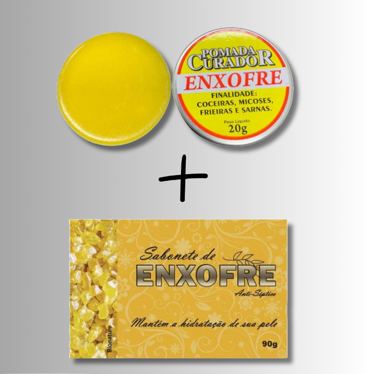 Sabonete Barra de Enxofre + Pomada Enxofre em Oferta na Shopee