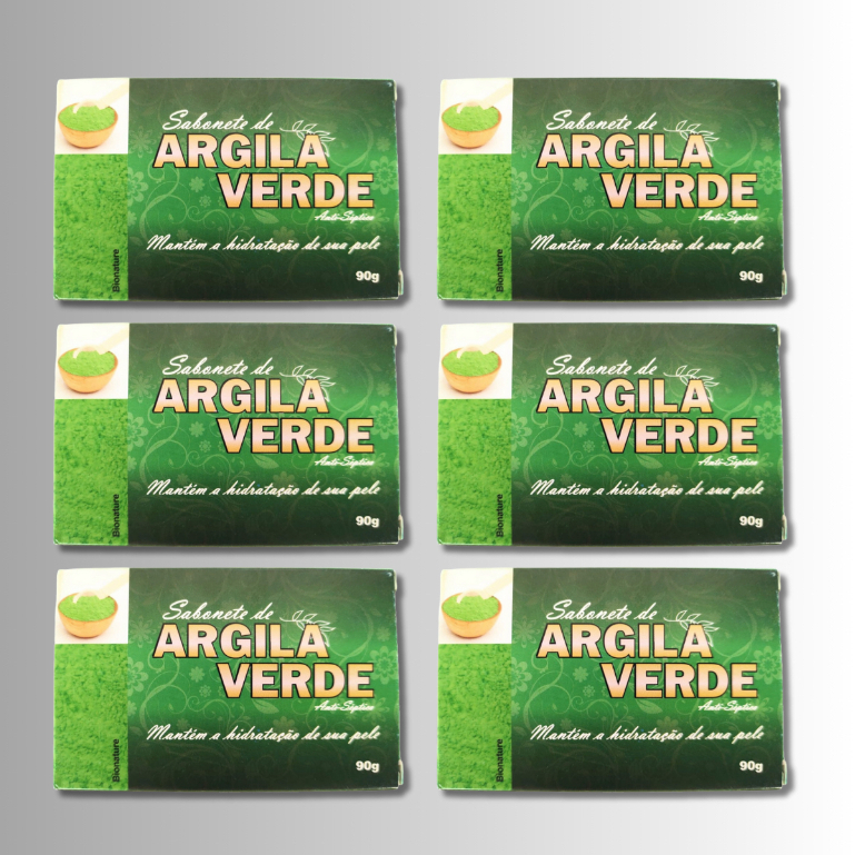 6 UN Sabonete Barra de Argila Verde 90g - Bionature em Oferta na Shopee
