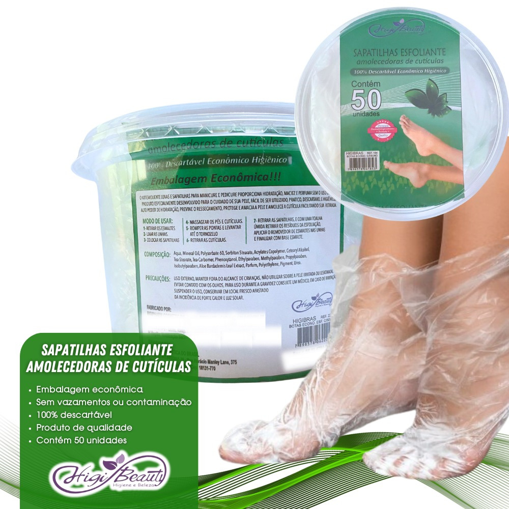 SAPATILHA ECONOMICA COM CREME ESFOLIANTE – POTE COM 50 UNIDADES