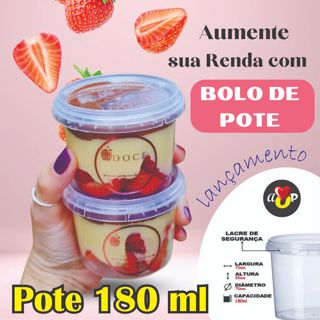 100 Potes Redondo com Lacre 180ml Bolo No Pote