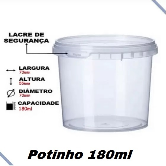 Pote Redondo Premium C/Lacre 180ml Bolo No Pote Pudim