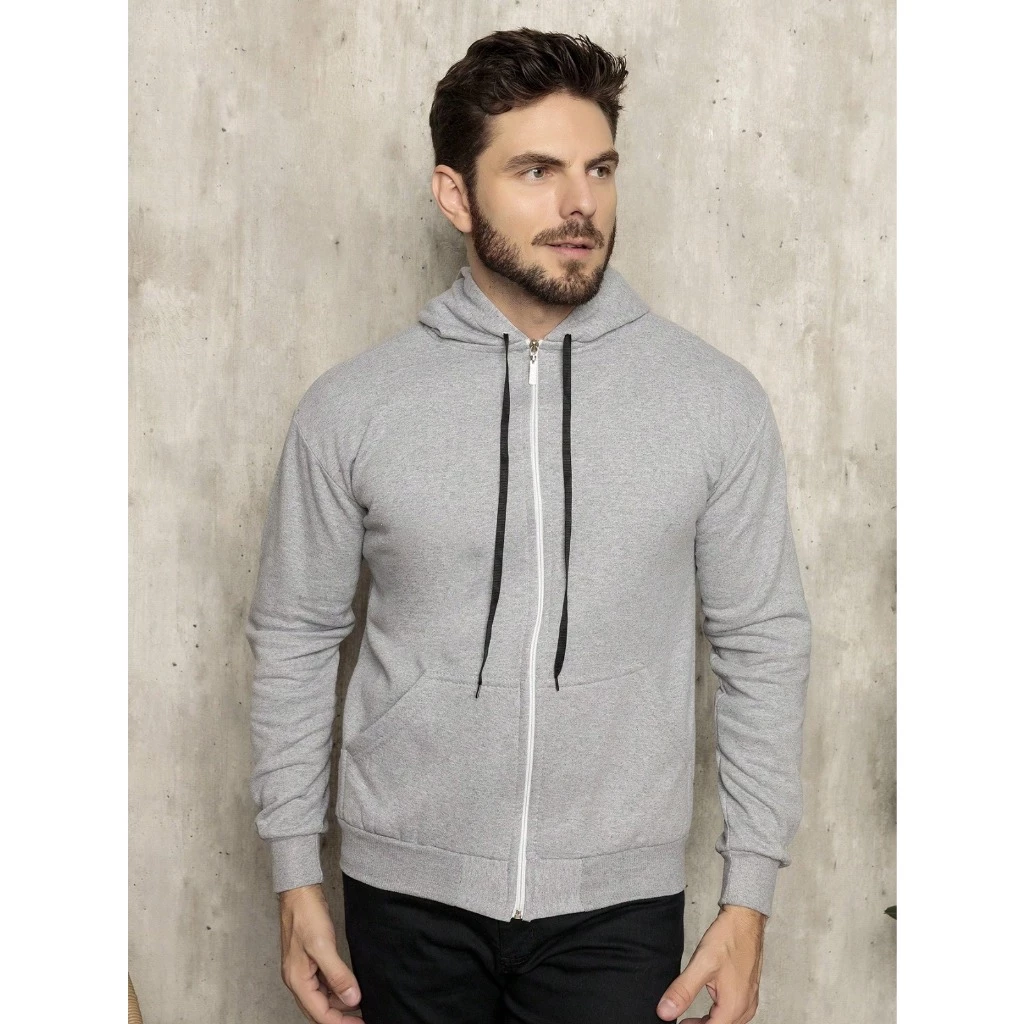 Moletom com capuz masculino, quente no inverno, estilo cardigan com zíper — imagem 1