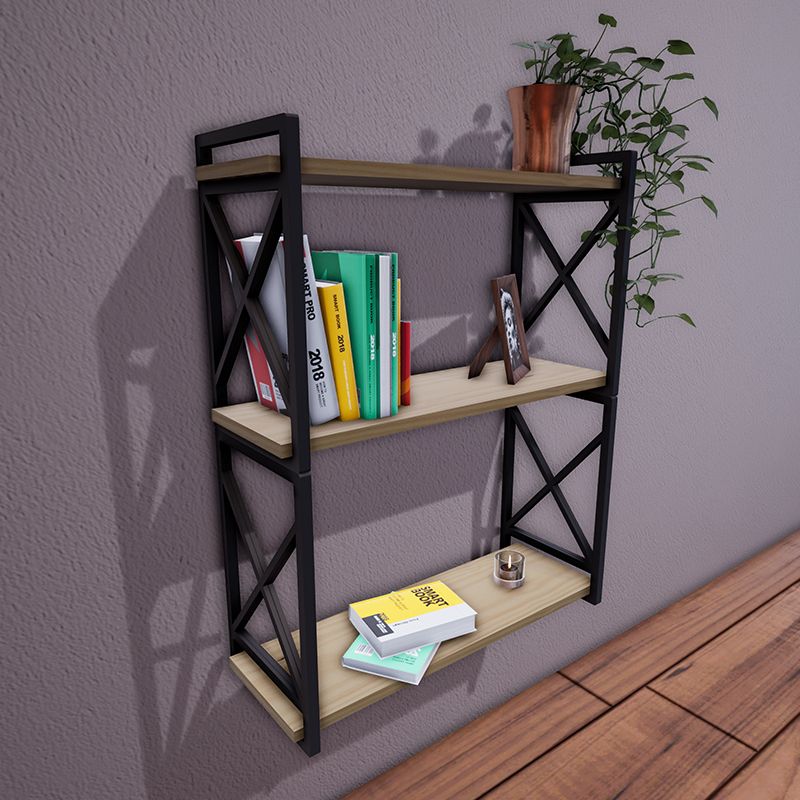 Prateleira Estilo Industrial de 3 Andares - Ômega Suportes