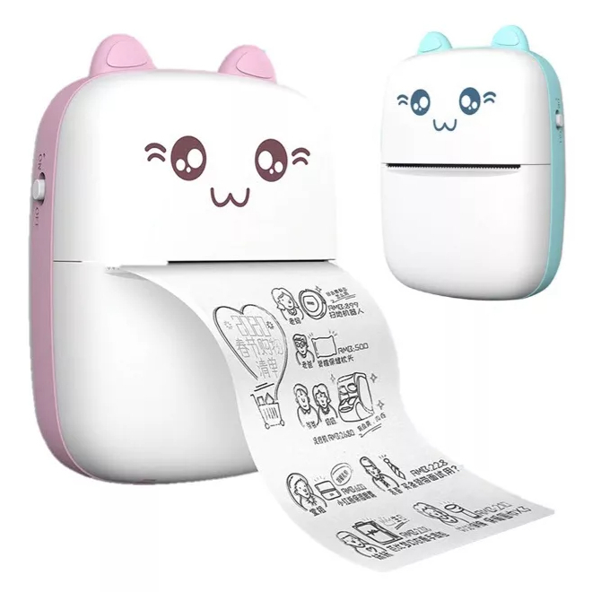 Imagem Mini impressora portátil de impressão sem fio de fotos de desenhos animados para Android Ios