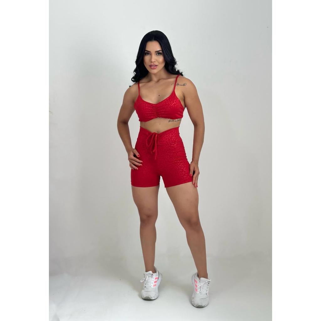 Short e Top com bojo Conjunto Academia Feminino Fitness Roupa Crossfit