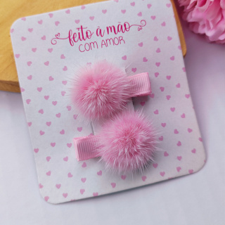 Parzinho mini presilha bebê bico de pato com pompom de pelúcia achatado 100% encapado em Oferta na Shopee