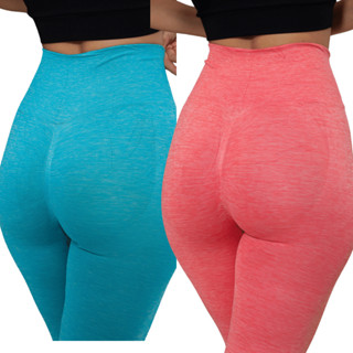 Kit 2 Calças Levanta Bumbum Feminina Legging Leg Cintura alta Academia Treino Ioga Pilates
